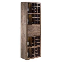 Riva 1920 CRU Walnut Wood Wine Cellar Storage Cabinet with Wooden Grid & LED