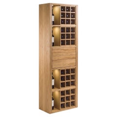 Riva 1920 CRU Oak Wood Wine Cellar Storage Cabinet with Wooden Grid & LED