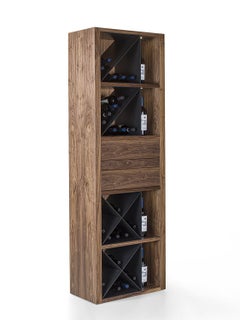 Riva 1920 CRU Walnut Wood Wine Cellar Storage Cabinet with Iron Grid & LED