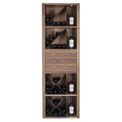 Riva 1920 CRU Walnut Wood Wine Cellar Storage Cabinet with Iron Grid & LED