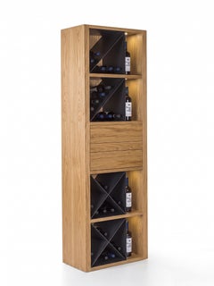 Riva 1920 CRU Oak Wood Wine Cellar Storage Cabinet with Iron Grid & LED