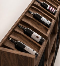 Riva 1920 CRU LOW Solid Clear Walnut Low Wine Cabinet with Wood Grid Rack