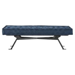 Achille Castiglioni for Meritalia "Fix" Rectangular Bench Seat in Blue Cotton