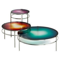 Cristián Mohaded for Meritalia Eyes Set 3 Colored Glass and Metal Coffee Table