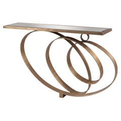 Sante Cantori for Cantori Rodin Champagne Silver Leaf and Mirror Console Table