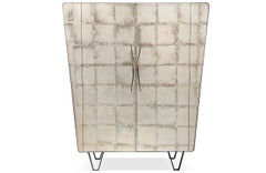 Cantori Icaro Patinated Bronze and Vintage Silver Leaf Bar and Storage Cabinet