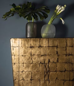 Cantori Icaro Patinated Bronze and Vintage Gold Leaf Bar and Storage Cabinet