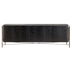 Buffet et vaisselier Cantori Shanghai en marbre Cosmic noir et frêne noir