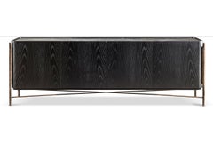 Buffet et vaisselier Cantori Shanghai en marbre Cosmic noir et frêne noir