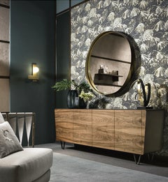 Cantori Icaro Canaletto Walnut and Patinated Bronze Sideboard and Buffet 4 doors