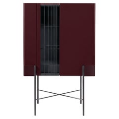 Cantori Valley Modern Lacquered and Glass Bar Cabinet / Storage unit Burgundy