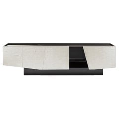 Cantori Prisma Contemporary Asymmetrical Black Low Sideboard - Buffet - Cabinet