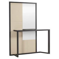 Cantori Juliet Modern Tall Entryway Console table with Wall Mirror and Leather