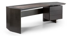 Cantori Macao – Moderner italienischer Chefschreibtisch aus anthrazitfarbenem Holz und Wildleder
