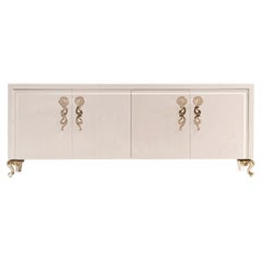 Cantori George Modern Hand-Brushed Mother-of-Pearl 4-Doors Sideboard and Buffet