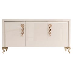 Cantori George Modern Hand-Brushed Mother-of-Pearl 3-Doors Sideboard and Buffet