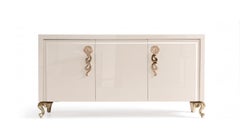 Cantori George Modern Hand-Brushed Mother-of-Pearl 3-Doors Sideboard and Buffet