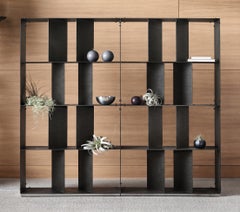 Cantori Rocky Modern Bottle Black Lacquered Bookcase and Shelving Unit