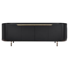 Cantori Oasi Modern Sepia Black Lacquered 4-Doors Sideboard and Buffet