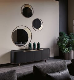 Cantori Oasi Modern Sepia Black Lacquered 4-Doors Sideboard and Buffet