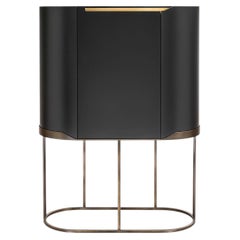 Cantori Oasi Modern Sepia Black Lacquered Tall Cabinet and Highboard