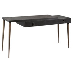Cantori City Modern Black Ash & Patinated Bronze Executive Desk / Office Desk