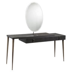 Cantori City Modern Black Ash & Patinated Bronze Vanity Table / Makeup Table