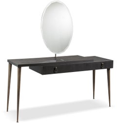 Cantori City Modern Black Ash & Patinated Bronze Vanity Table / Makeup Table