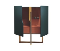 Cantori Mirage Modern Two-Door Bar Cabinet and Luxury Storage Unit Bottle Green