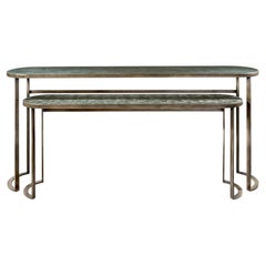 Cantori Venezia Nesting Entryway Console table Set of 2 in Bronze and Green