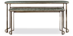 Cantori Venezia Nesting Entryway Console table Set of 2 in Bronze and Green