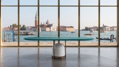 Cantori "Arcano" Oval Dining Table & Kitchen Table - Bronze with Green Ash Top