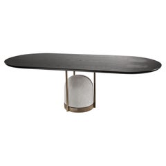 Cantori "Arcano" Oval Dining Table & Kitchen Table - Bronze with Black Ash Top