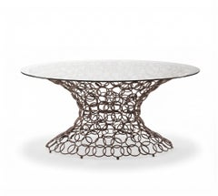 Cantori Mondrian Art Form Round Dining Table in Bronze - Glass 220 cm