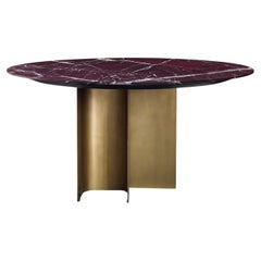 Cantori Mirage Round Dining Table with Red Marble Top and Sculptural Base 140 cm
