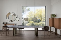Cantori Ulisse Rectangular Dining Table - Orobic Grey Marble Top and Bronze Base