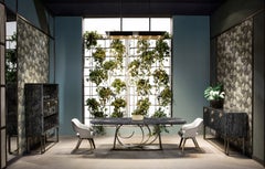 Cantori Rodin Dining Table with Black Cosmic Marble Top - Bronze Sculptural Base
