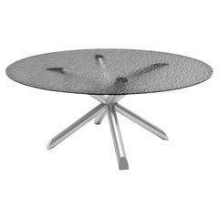 Cantori Thomas Round Dining Table with Smoked Grey Cast Glass Top 160 cm 63 inch