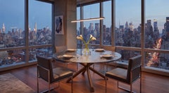 Cantori Thomas Round Dining Table with Smoked Grey Cast Glass Top 200 cm 78.7 in