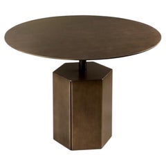 Cantori Esagono Round Low Large Coffee Table in Patinated Bronze 60 cm 23.6 in