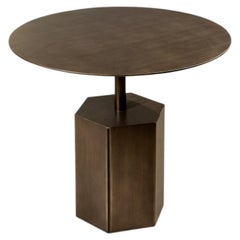 Cantori Esagono Medium Round Low Coffee Table in Patinated Bronze 55 cm 21.7 in