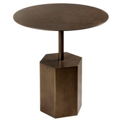 Cantori Esagono Round Low Small Coffee Table in Patinated Bronze 50 cm 19.7 in