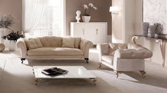 Cantori George Low Rectangular Coffee Table with Calacatta Marble Top