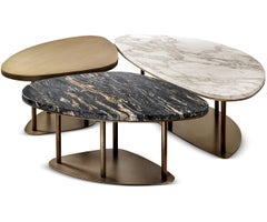 Cantori Ninfea C Low Coffee Table with Black Cosmic Marble Top