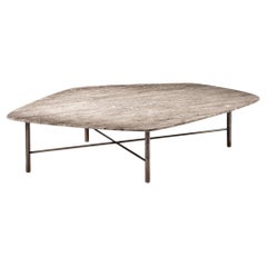 Cantori Shanghai Low Irregular Coffee Table with Titanium Travertine Top