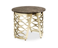 Cantori Isidoro Round Coffee Table / Side table with Mistic Brown Marble Top