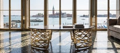 Cantori Isidoro Oval Coffee Table with Mistic Brown Marble Top