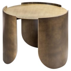 Cantori Atenae Low Round Coffee Table with Light Patinated Bronze Top