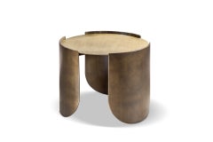 Cantori Atenae Low Round Coffee Table with Light Patinated Bronze Top