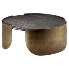 Cantori Atenae Low Round Coffee Table / Luxury Side table with Black Ash Top